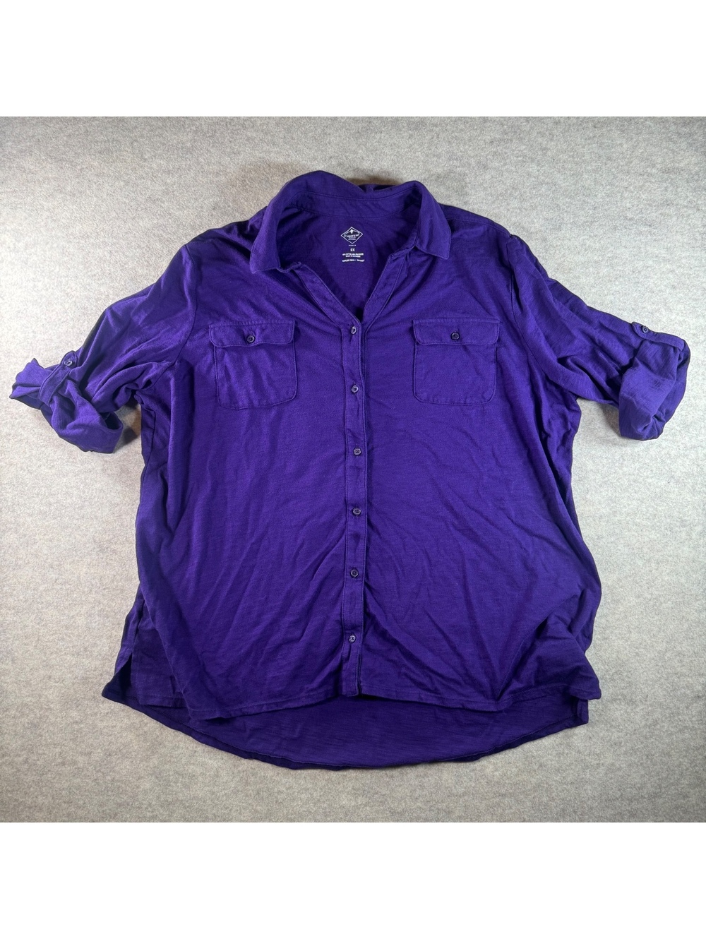 St. John's Bay Women's Button-Up Shirt Purple 2X Cotton Polyester